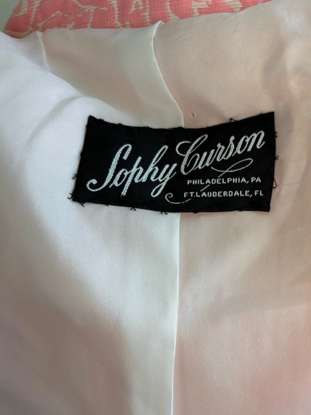 Vintage French Pink Brocade Blazer Pearl Buttons Coquette Jackie O EU 38 - Picture 6 of 8